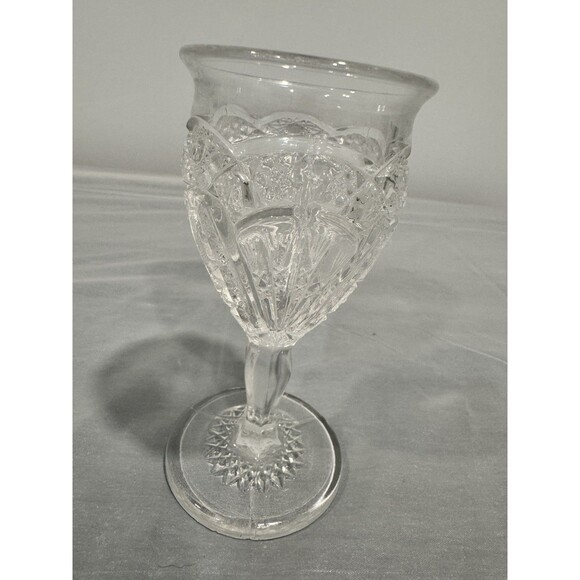 Other - Vintage Pressed Glass Goblet Compote Starburst Base Clear Glass Paneled Stem